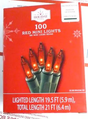 $9.70 • Buy Holiday Time 100 Red Mini String Lights Green Wire Christmas Incandescent NEW