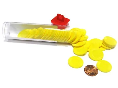 Set Of 50 7/8  Easy Stacking Plastic Mini Playing Poker Chips - Yellow • $14.38