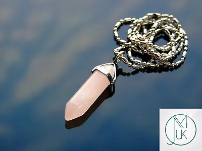 Rose Quartz Crystal Point Pendant Natural Gemstone Necklace Healing Stone Chakra • $6.19