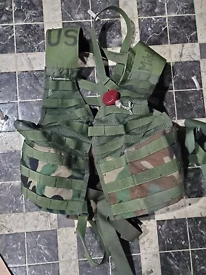 USGI Woodland MOLLE II Fighting Load Carrier Bearing FLC LBV Vest VGC • $41