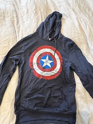 Marvel Captain America Hoodie Navy Men’s Small VGC • £10