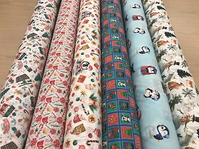 Christmas  Fabric 100% Cotton Santa Scandi Snowmen Vintage Material Bunting Kids • £5.50