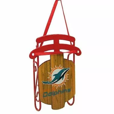 Miami Dolphins Football Team NFL Vintage Metal Sled Christmas Tree Ornament • $8.95