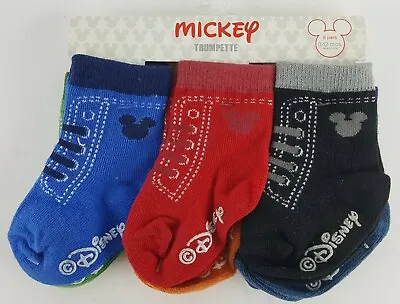 6 Pair Mickey Mouse Baby Grippy Socks 0-12 Months Disney Assorted Colors Grip • $7.97