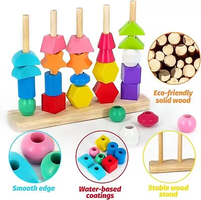 Montessori Toys For 1 2 3 Year Old Boys Girls Wooden Sorting Stacking Toys Kids • $16.90