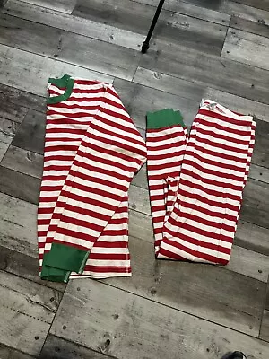 2 Pc PJ Set HANNA ANDERSSON Adult Christmas Pajamas Red White Striped  XL • $29.99
