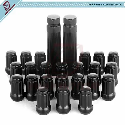 23 Pcs 1/2-20 Black Closed End Lug Nuts 6 Spline Tuner + Lock Tool For Ford Jeep • $23.11