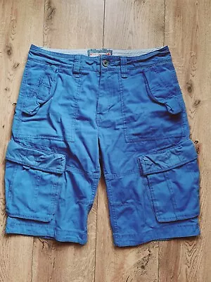 Fat Face Shorts Mens Pure Thick Cotton Cargo Combat Military Cobalt Blue 32. • £36