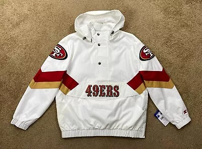 SAN FRANCISCO 49ERS Starter  Half Zip Pullover Jacket WHITE 4X SPRING • $147.99