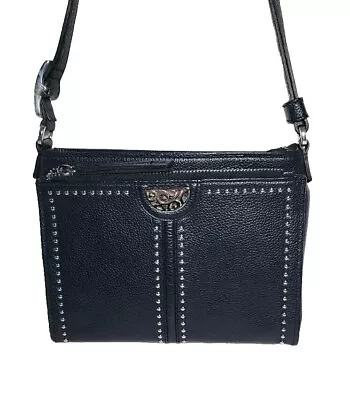 Brighton Navy Pretty Tough Studded City Organizer Front Wallet Crossbody *read • £211.07