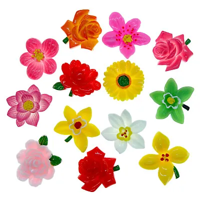 £2.49 • Buy 10pcs Resin Flower Roses Flatback Cabochons Embellishment Decoden Card Craft
