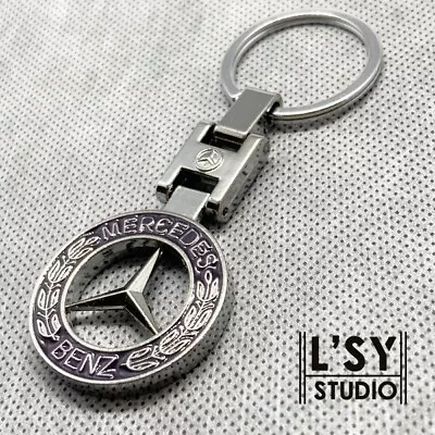 $12.95 • Buy Polished Mercedes Benz Classic Stainless Keyring Ring Chain [RIM DARK BLUE]