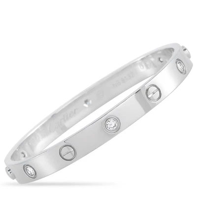 £8608.26 • Buy Cartier (Est.)  Cartier LOVE 18K White Gold 6 Diamond Bracelet Size 16