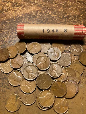 1946-S LINCOLN WHEAT CENT PENNY ROLL Nice Condition • $6.95