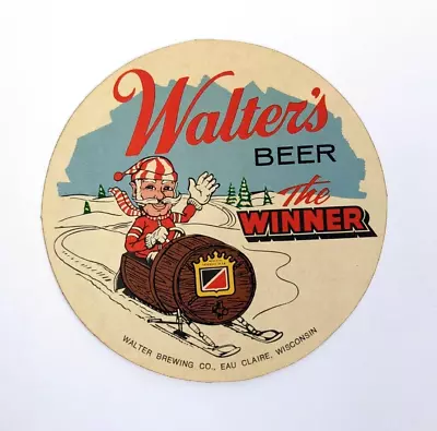 Vintage Walter's Beer Snow Barrel Snowmobile Christmas Winter Sticker Decal Sign • $11.16