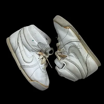 Vintage Nike Air Force 1 Baby Toddler Shoes Marked Size 7 White Swoosh 80s Retro • $101.82
