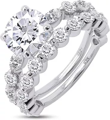 2.75ct Marquise & Round Lab Created Moissanite Bridal Ring Set Sterling Silver • $154.36