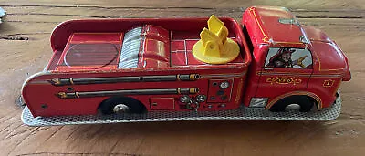 1950s LOUIS MARX Co. 14  TIN LITHOGRAPHED LADDER FIRE TRUCK • $25