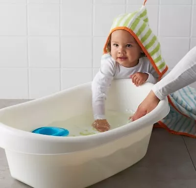 Babies Baby Bath Tub Ikea Lattsam Plastic Infant Kids Children Anti Slip White • £23.98