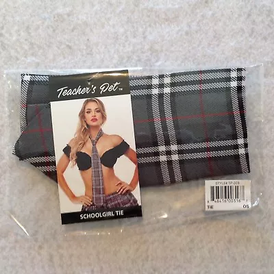 Grey Tartan Plaid Tie Cosplay Teachers Pet School Girl Lingerie Menswear Costume • $6.99