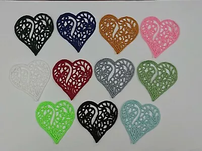 Guipure Lace-Sew-On-Applique Heart Motif 80mm X 85mm (11-Colours) S-14 • £2.89