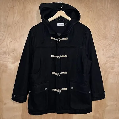 Men’s Topman Wool Blend Duffle Toggle Hooded Designer Jacket Coat Black Large • $39.95