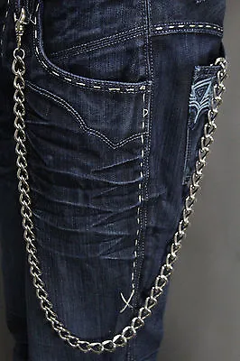 Men Silver Metal Wallet Chunky Chains Thick Links Key Chain Long Trucker Biker • $19.99