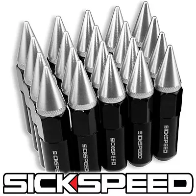 Sickspeed 20 Pc Black/polished Spiked Aluminum 60mm Lug Nuts Wheels 12x1.5 L07 • $60.25