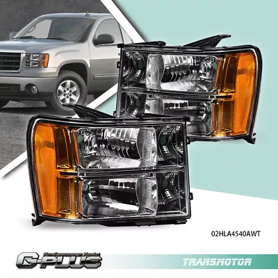 Fit For GMC Sierra 1500 2500HD 3500HD 2007-2013 Headlights Clear Headlamps Light • $77