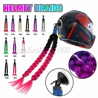 60cm Motorcycle Helmet Braids Dual Braids Bike Hair Easy Stick-on Suctio ✲ • $10.56