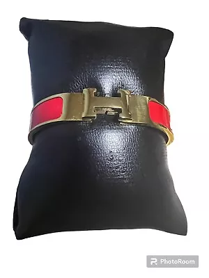 H Style Clic Clac Bracelet Coral Red/ Gold. Stainless Steel 18K Gold Plated. New • $69.99