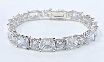 Joan Boyce Silver Tone Cubic Zirconia Cut Line Bracelet 6-3/4  • $79.99