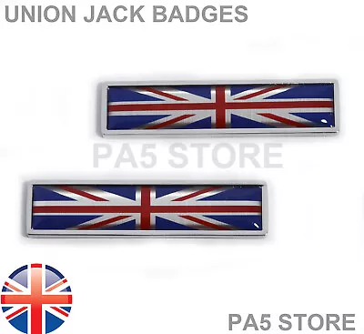 2x Union Jack Chrome Wing Badges Car Van Bike British GB UK Emblem Fender Body • $8.69