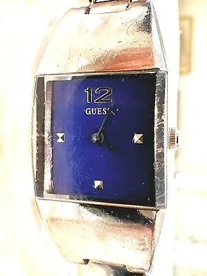 Guess G66005L Ladies Watch Silver Tone New Battery Blue Face Sliver Tone • $17