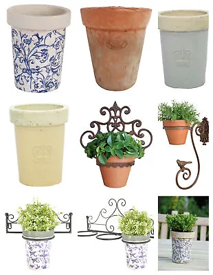 Terracotta Blue Cream Planter With Or Without Wall Bracket Holder • £11.79