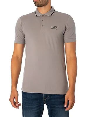 EA7 Men's Collar Strip Polo Shirt Grey • £43.95