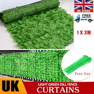 3M Artificial Hedge Fake Ivy Leaf Garden Fence Privacy Screening Roll Wall Panel • £15.99