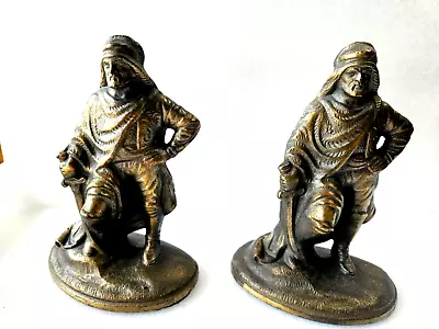 Pair Of 6  Tall Vintage Shamara Warrior Fighter Bronze Bookends Excellent Cond. • $45