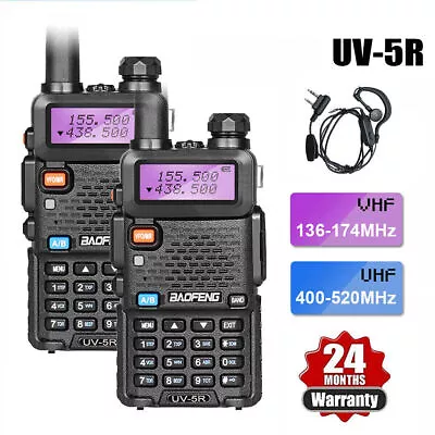 $87.71 • Buy 2X BF UV-5R Walkie Talkie 5W VHF UHF Dual Band Handheld Two Way Radio+Earpiece