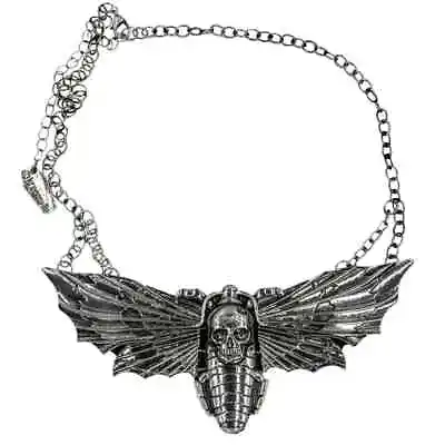 Death Moth Necklace Silence Lambs Horror Gothic Creepy Skull Halloween Jewelry • $28.35