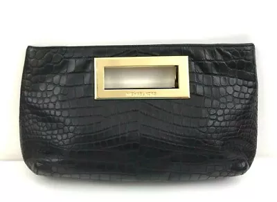 *Rare* Michael Kors Berkley Black Croc Embossed Leather Clutch Purse Handbag • $59.99