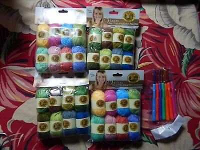 4 LION BRAND VANNA'S PALETTES Acrylic Yarn Skeins PLUS Crochet Hooks • $8