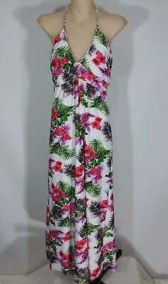 Lulumari Size 10 Sleeveless Floral Halter Maxi Dress • $11