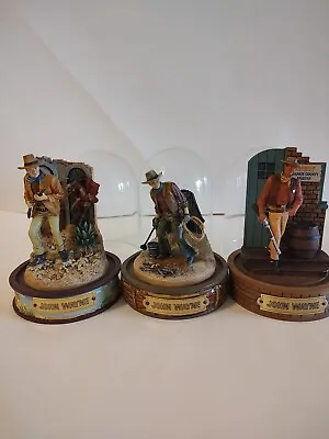 Franklin Mint John Wayne Statues With Glass Domes-Lot Of 3 • $55
