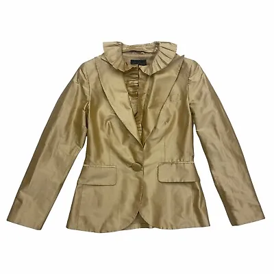£45.64 • Buy Luisa Spagnoli Women's Silk Ruffle Collar Blazer Jacket | Vintage Designer Gold