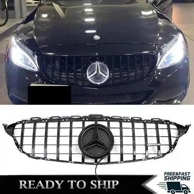 Black Front Grille Grill Star For Mercedes Benz W205 C-CLASS C250 C300 C200 C180 • $118.57