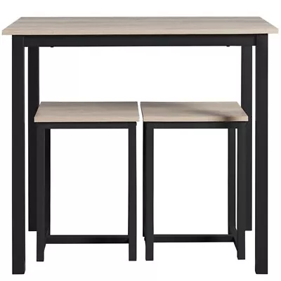 Industrial 3-Piece Dining Table Set Compact Table And Chairs Set For 2 Gray • £62.99