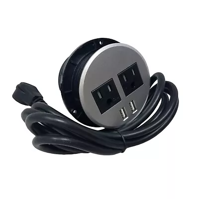 $20.68 • Buy Desktop Table Power Grommet W 2-USB 2 Outlets Adapter Hub-3  Inch Hole-Silver
