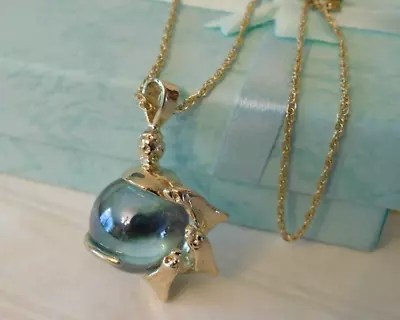 Dolphin Blue Marble Sterling Silver Pendant Necklace 925 14K Gold Filled Chain • $9.99