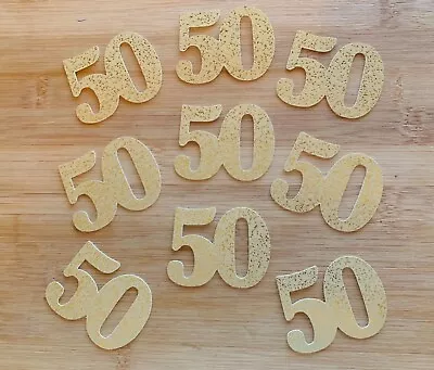 50th Birthday Anniversary Gold Cupcake Toppers Number 50 Cake Decorations Picks • £3